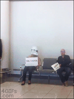 Forgifs.com, Darth Vader stormtrooper airport